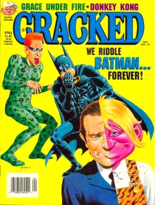 Cracked Magazine
Jim Carrey on the cover of Cracked Magazine.

Issue: #301 - September, 1995
Keywords: Cracked Magazine Batman Forever The Riddler Satire 1995