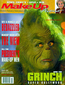 Make-Up Artist Magazine
Jim Carrey on the cover of Make-Up Artist Magazine.

Issue: #27 - October/November, 2000
Keywords: Make-Up Artist Magazine The Grinch 2000