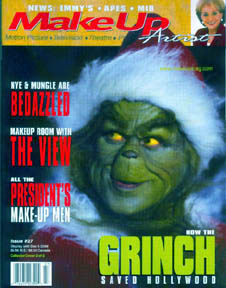 Make-Up Artist Magazine
Jim Carrey on the cover of Make-Up Artist Magazine.

Issue: #27 - October/November, 2000
Keywords: Make-Up Artist Magazine The Grinch 2000