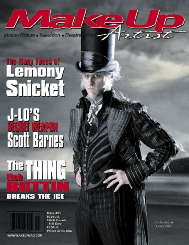 Make Up Artist Magazine
Jim Carrey on the cover of Make Up Artist Magazine.

Issue: #51 - December, 2004
Keywords: Make Up Artist Magazine Lemony Snicket Count Olaf 2004