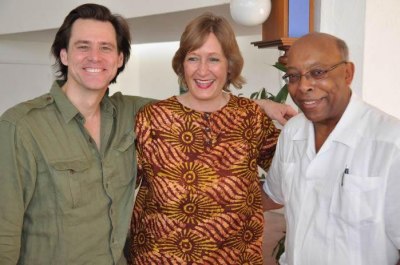 Attending a two-day National Colloquium on SRI in Haiti at the end of March 2011 are Jim Carrey (left) from the Better U Foundation, Erika Styger (center), Director of SRI-Rice, and Jean Robert Estime (right) , head of the WINNER project.

